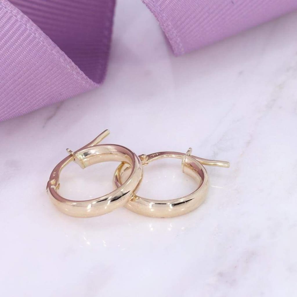 Hinged Plain Hoop Earrings - 10mm | 9ct Gold - Earrings