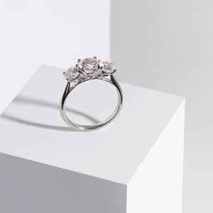 BAYBERRY 1.50ct | Round 3-Stone Lab Grown Diamond Engagement Ring in Platinum