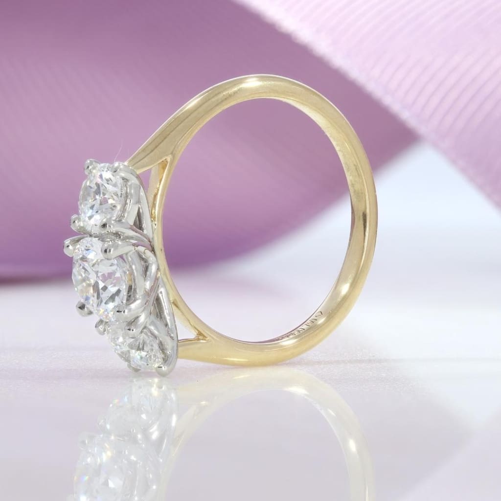 Bayberry 3st diamoond engagement ring lab grown side view