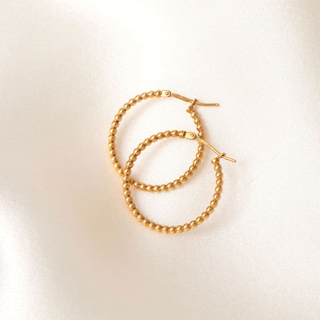 Bead Hoop Earrings 20mm | 9ct Gold - Earrings
