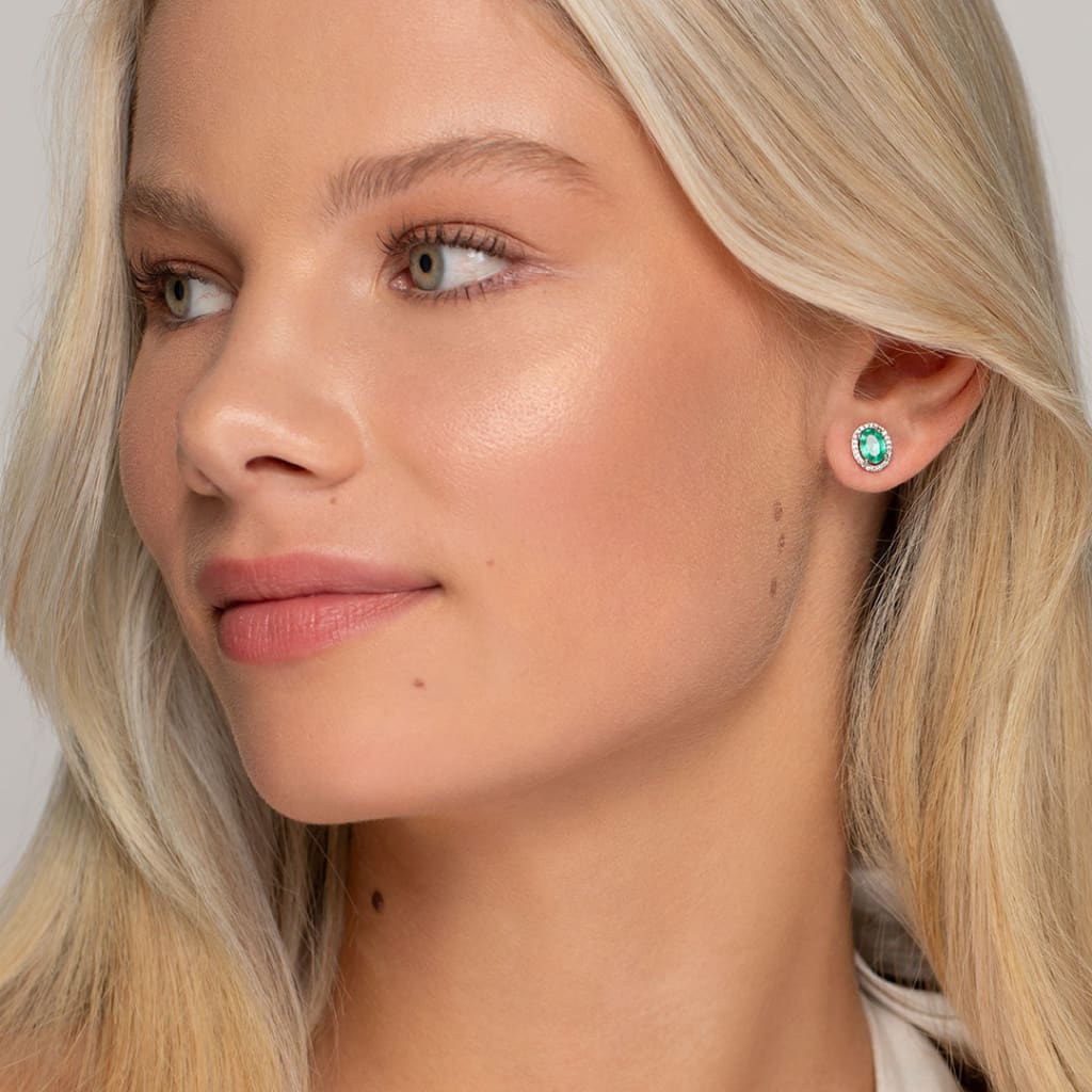 Believe | Diamond & Emerald Earrings in 9ct White Gold