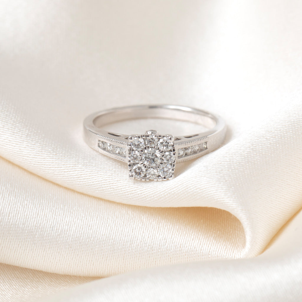 BEVIN 0.42ct | Cushion Cluster Diamond Engagement Ring