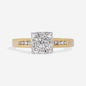 BEVIN 0.40ct | Cushion Cluster Diamond Engagement Ring in 9ct Gold