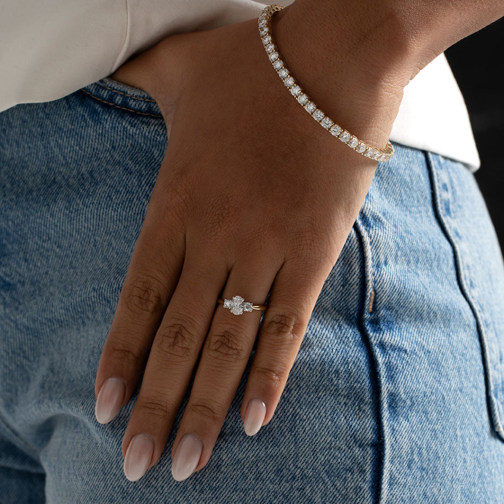 BIJOU 1ct | Oval 3-Stone Natural Diamond Engagement Ring