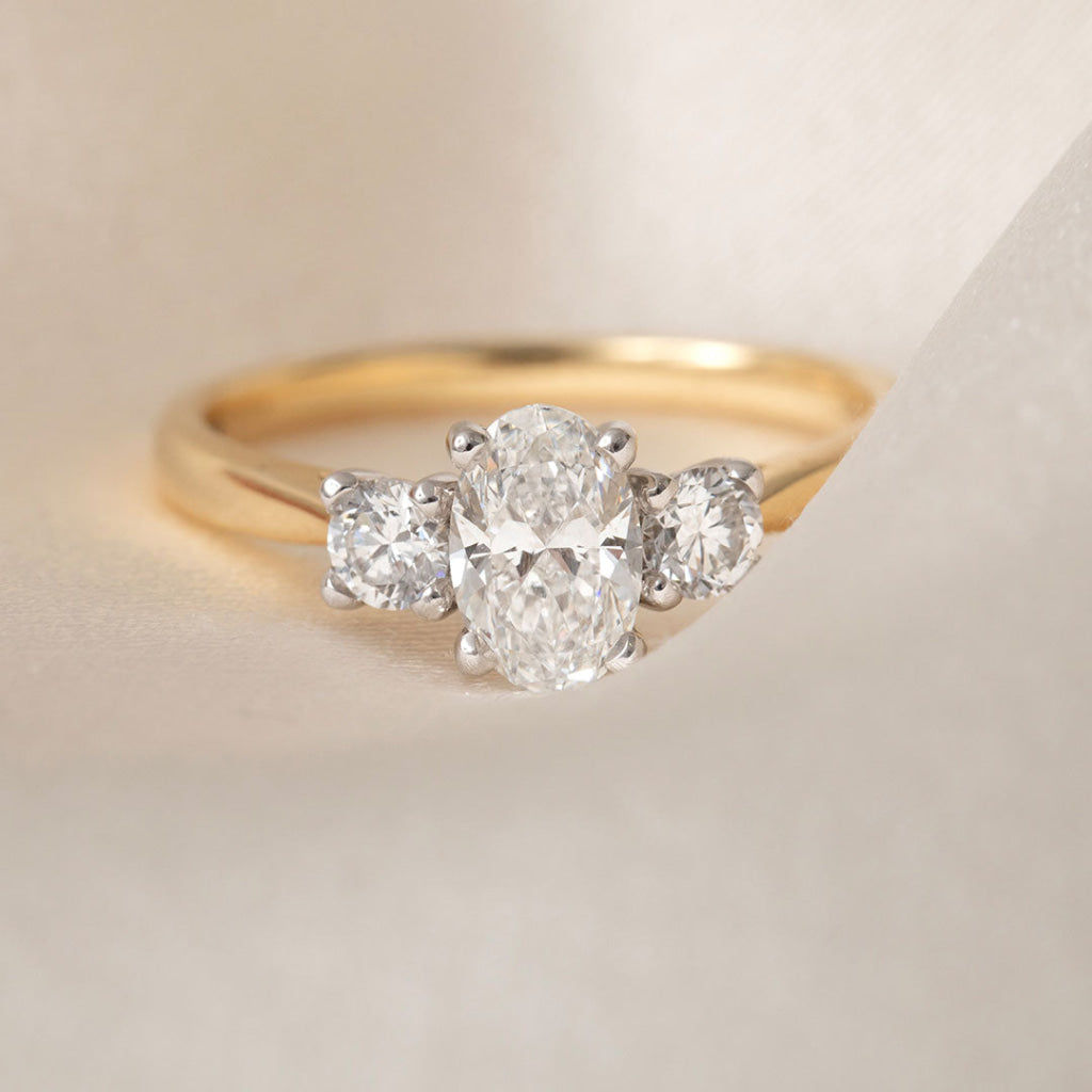 BIJOU | Oval 3-Stone Natural Diamond Engagement Ring