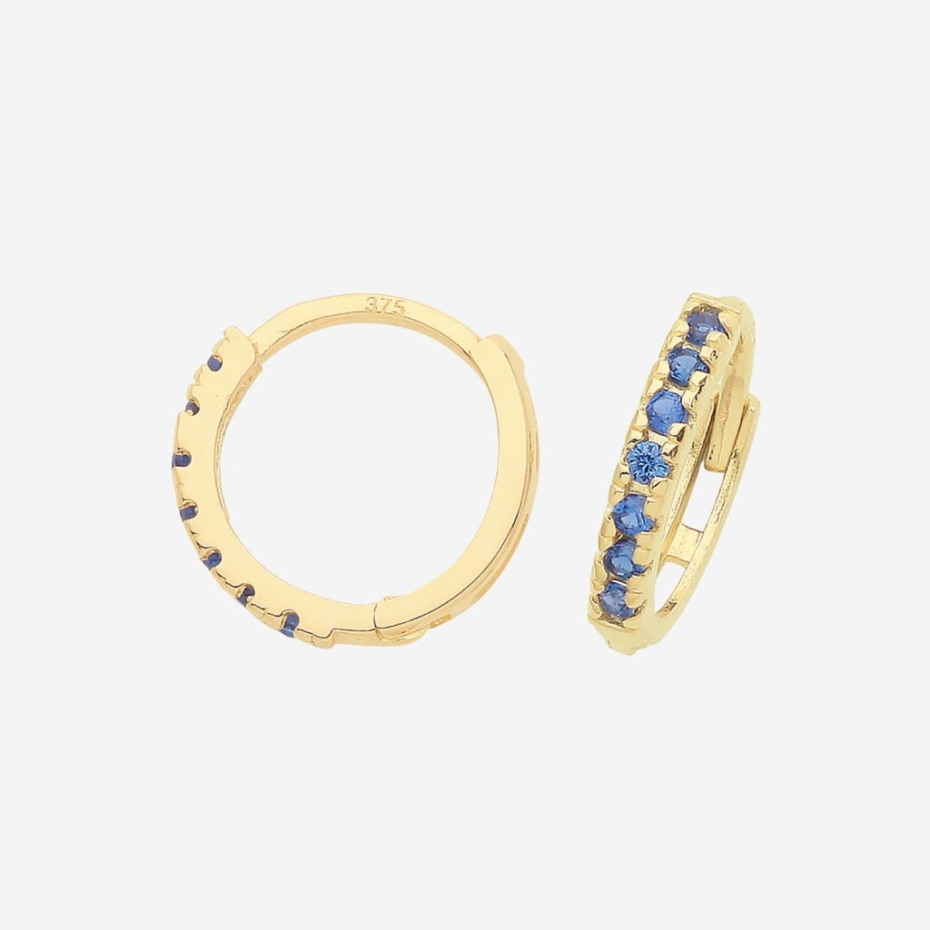 Blue Adore Huggie Earrings - 9mm | 9ct Gold