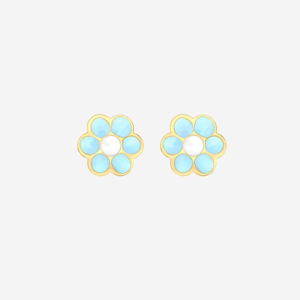 Blue Flower Kids Earrings | 9ct Gold