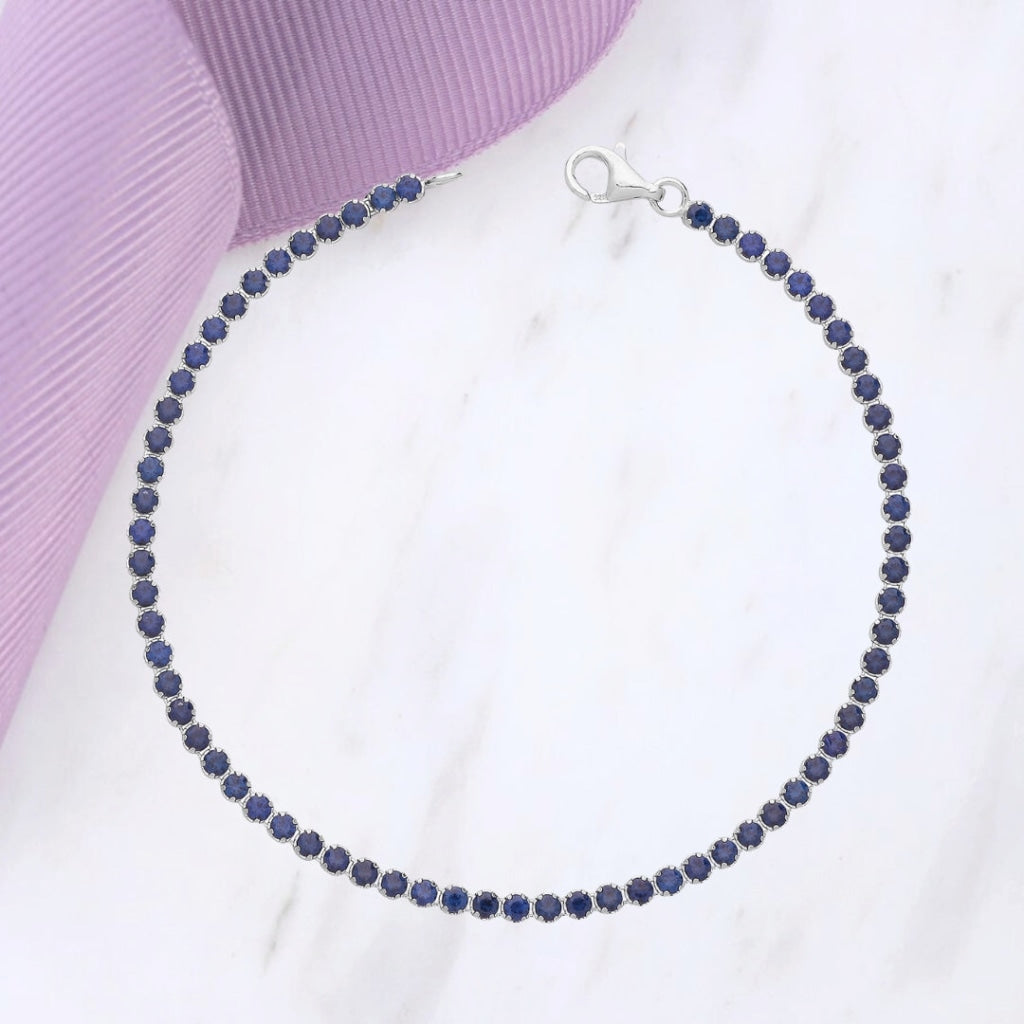 Blue Sparkle Link Bracelet | Sterling Silver