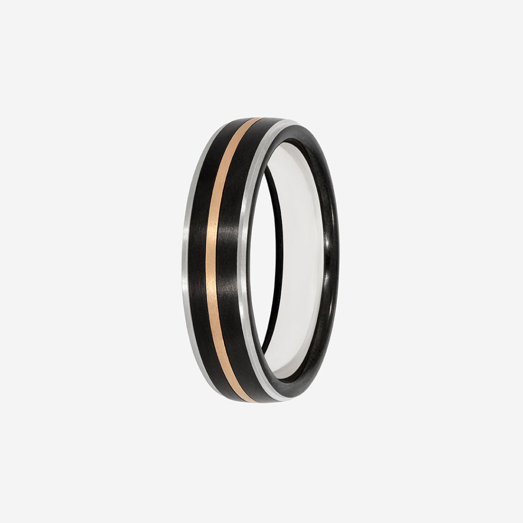 BODIL 6mm | Men's Wedding Ring in Zirconium, Silver & Gold