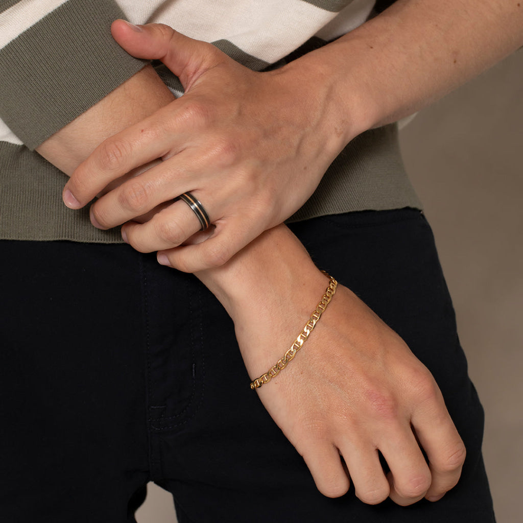 BODIL 6mm | Men’s Wedding Ring in Zirconium Silver & Gold