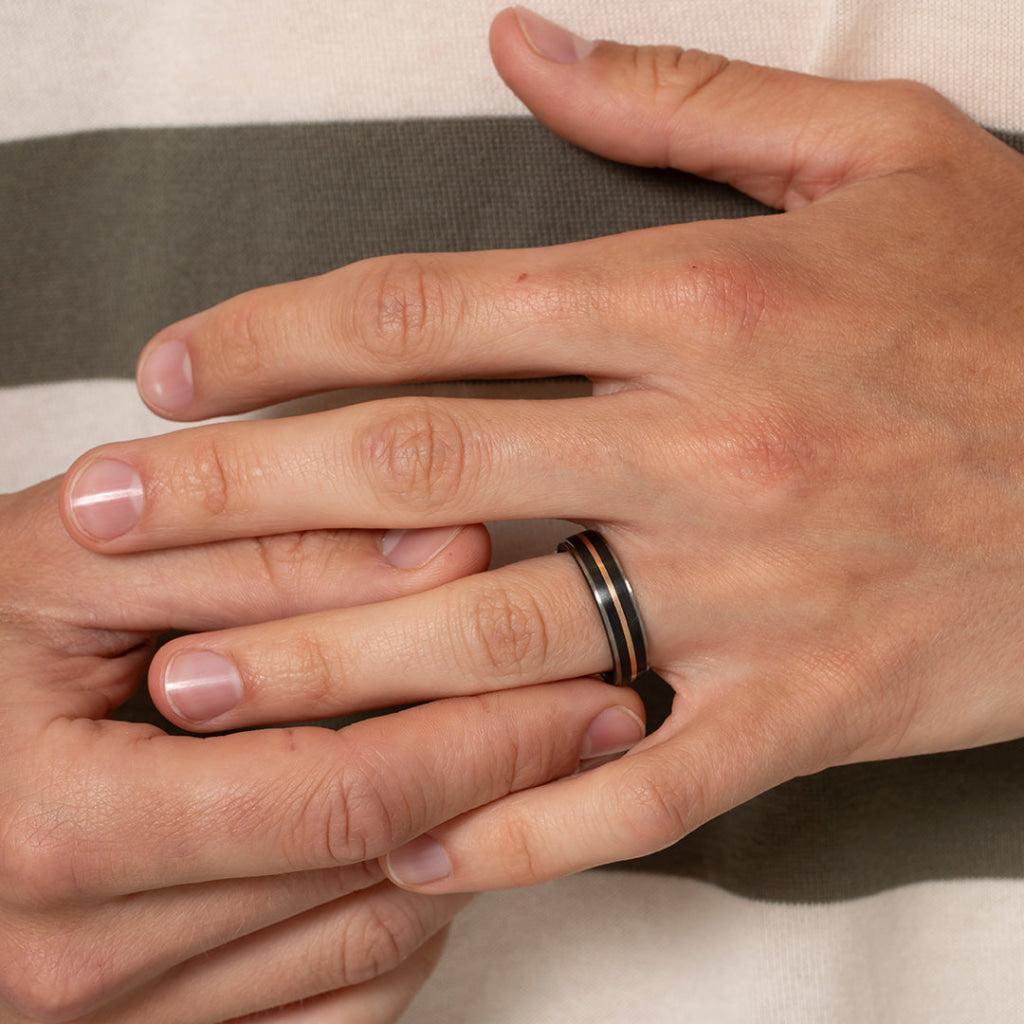 BODIL 6mm | Men’s Wedding Ring in Zirconium Silver & Gold