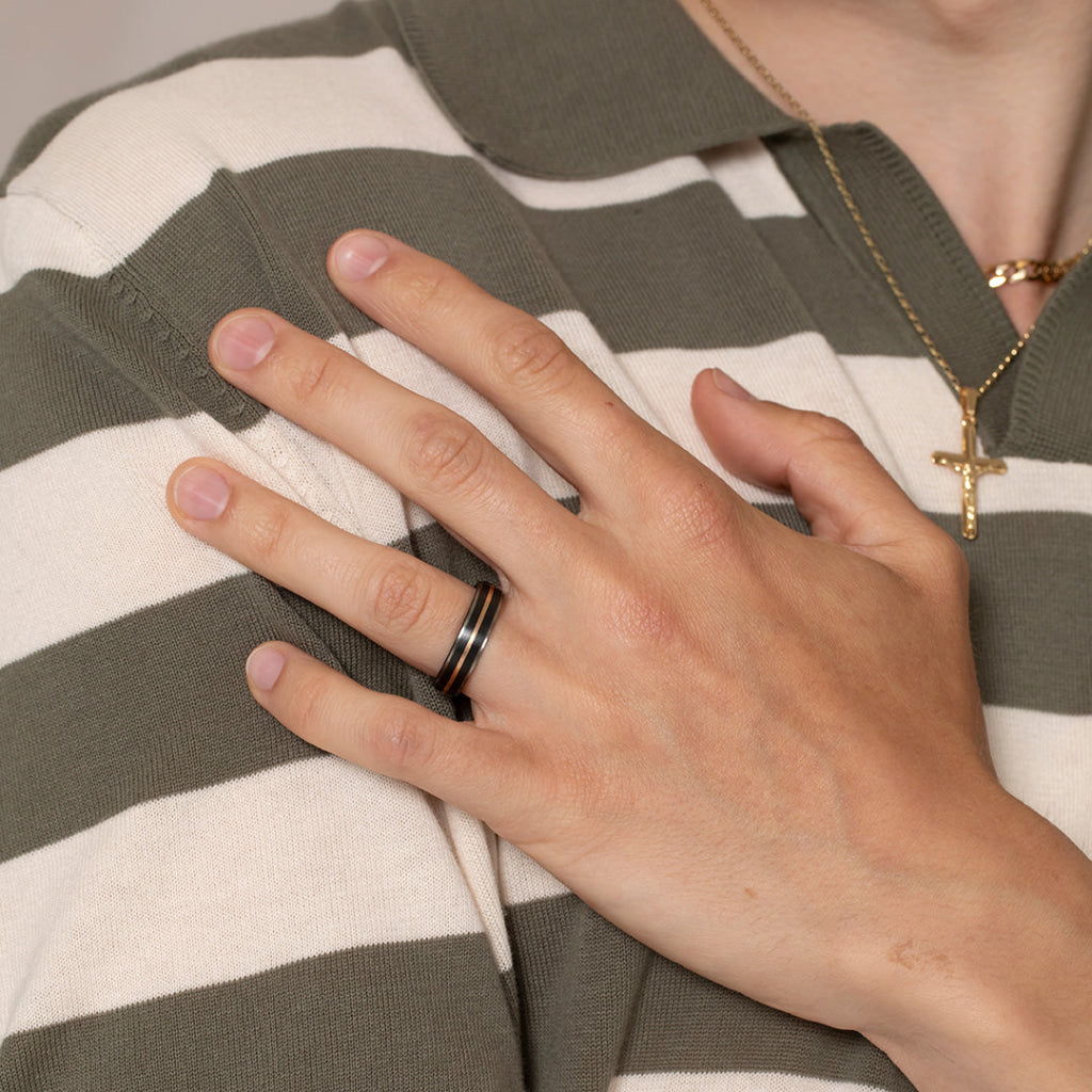 BODIL 6mm | Men’s Wedding Ring in Zirconium Silver & Gold