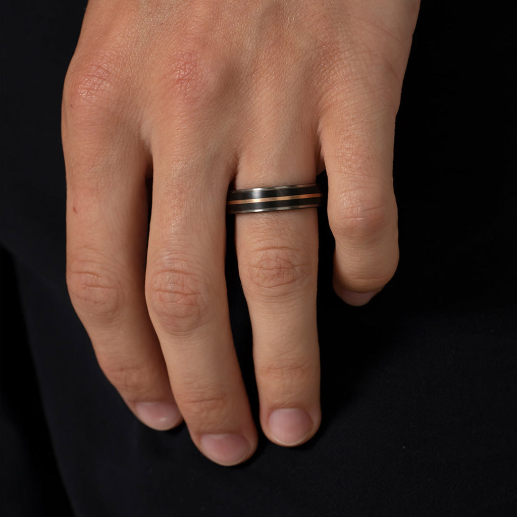 BODIL 6mm | Men’s Wedding Ring in Zirconium Silver & Gold