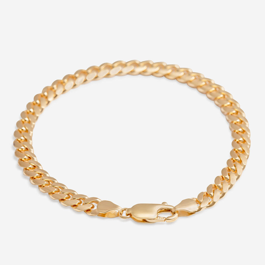 clasp view of gold curb bracelet