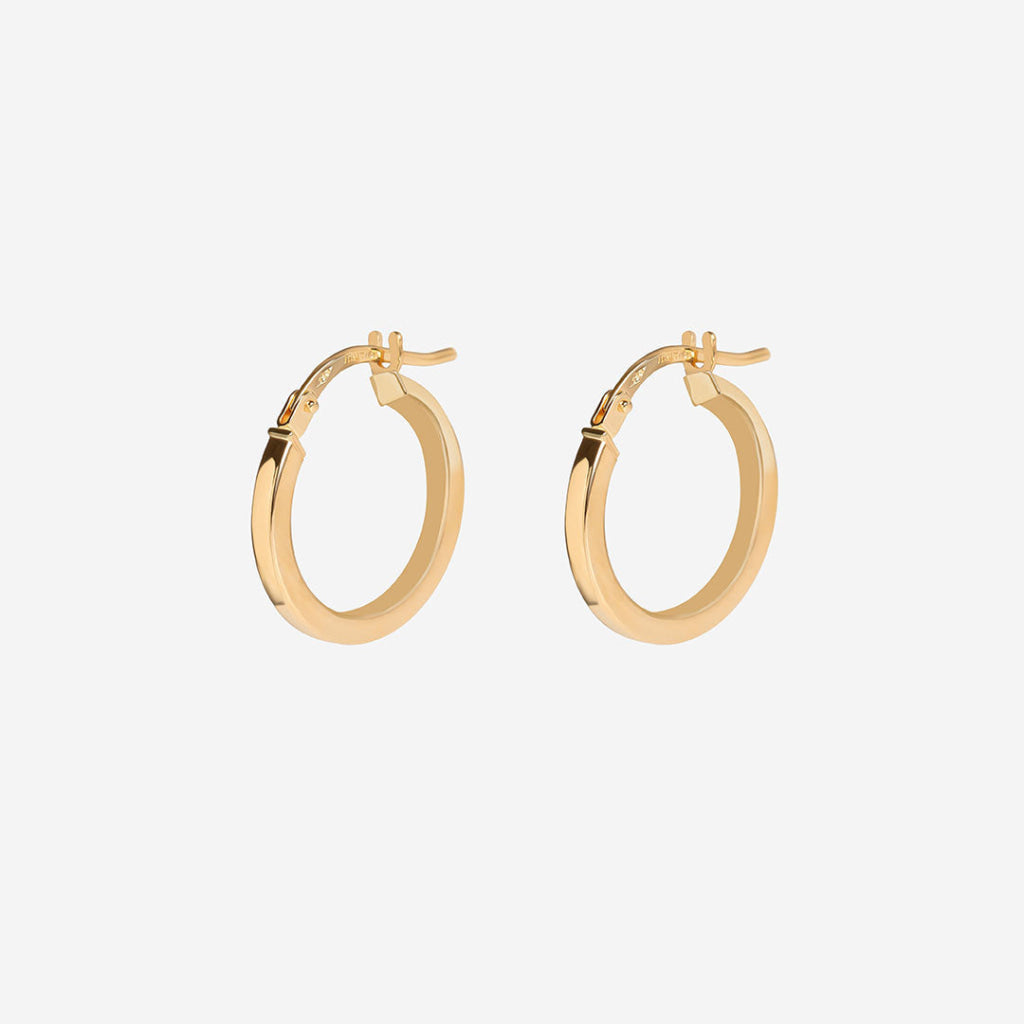 Box Hoop Earrings - 15mm | 18ct Gold - Earrings