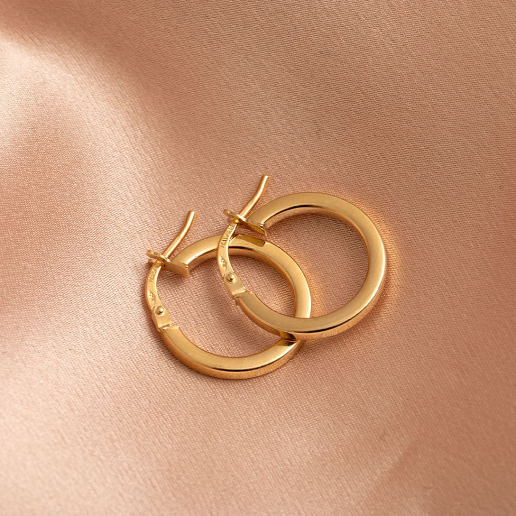 Box Hoop Earrings - 15mm | 18ct Gold
