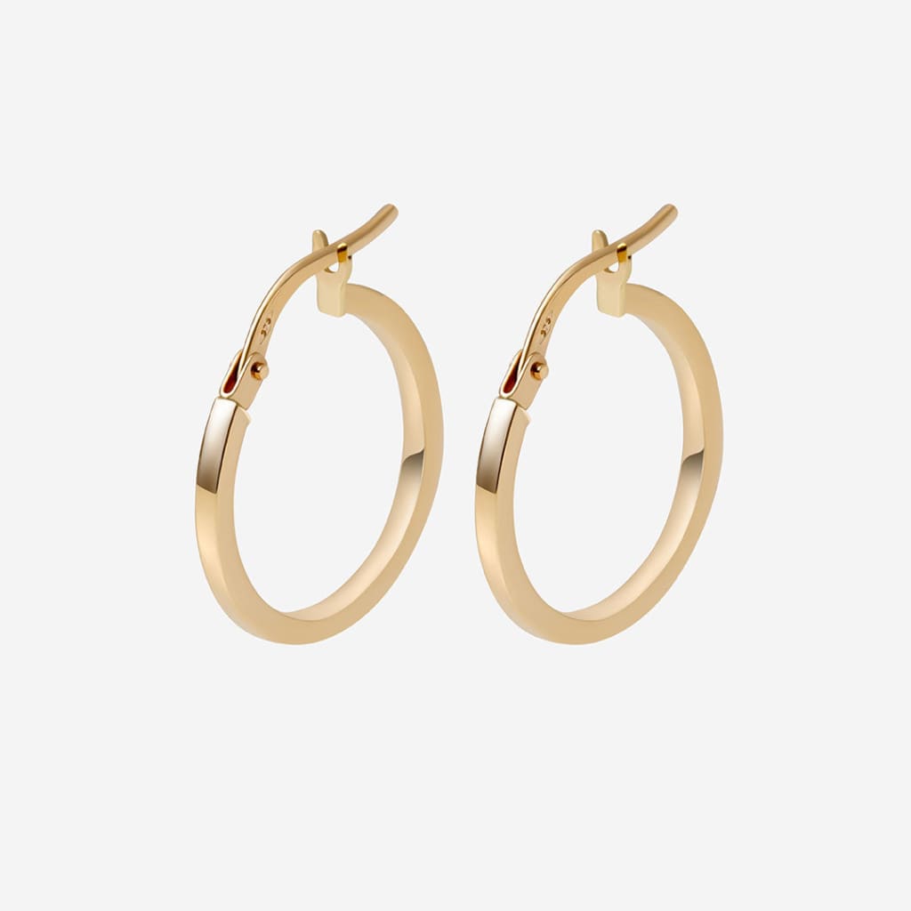Box Hoop Earrings - 15mm | 9ct Gold