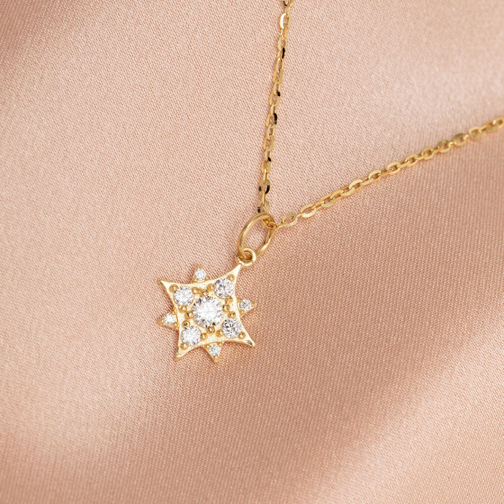 The Brightest Star Necklace - 9ct Gold & Cz