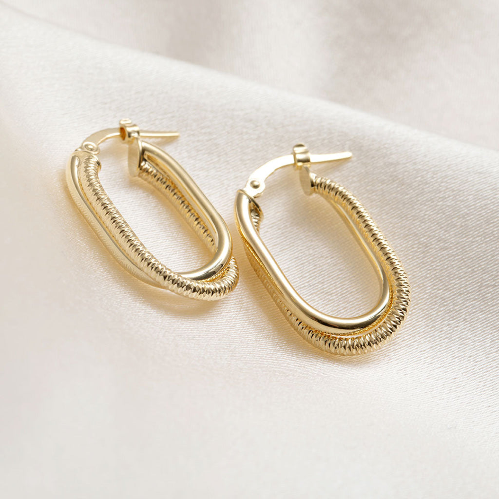 textured gold hoops side view