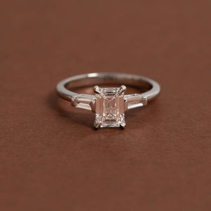 BROOKE 1.50ct | Emerald 3-Stone Lab Grown Diamond Engagement Ring in Platinum