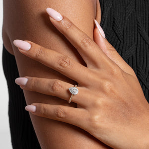 CAITRIONA 0.75ct | Pear Halo Diamond Engagement Ring in 18ct Gold