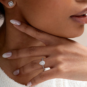 CAITRIONA 0.75ct | Pear Halo Diamond Engagement Ring in Platinum 0.75ct