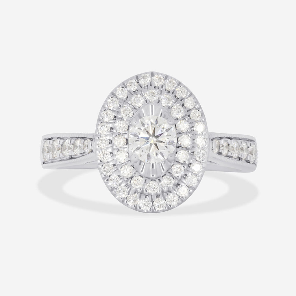 CALEB 0.75ct | Oval Halo Diamond Engagement Ring in 18ct