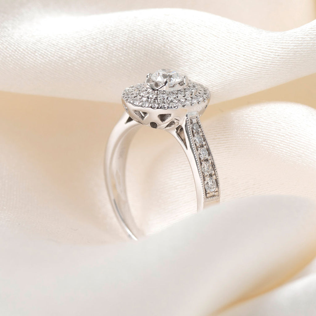 CALEB 0.75ct | Oval Halo Diamond Engagement Ring in 18ct