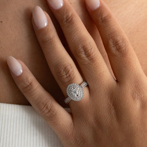 CALEB 0.75ct | Oval Halo Diamond Engagement Ring in 18ct White Gold