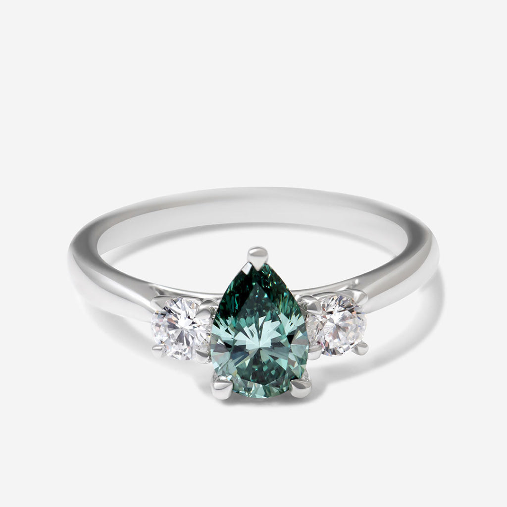 CALLA | Pear Cut Lab Grown Three Stone Set in Platinum