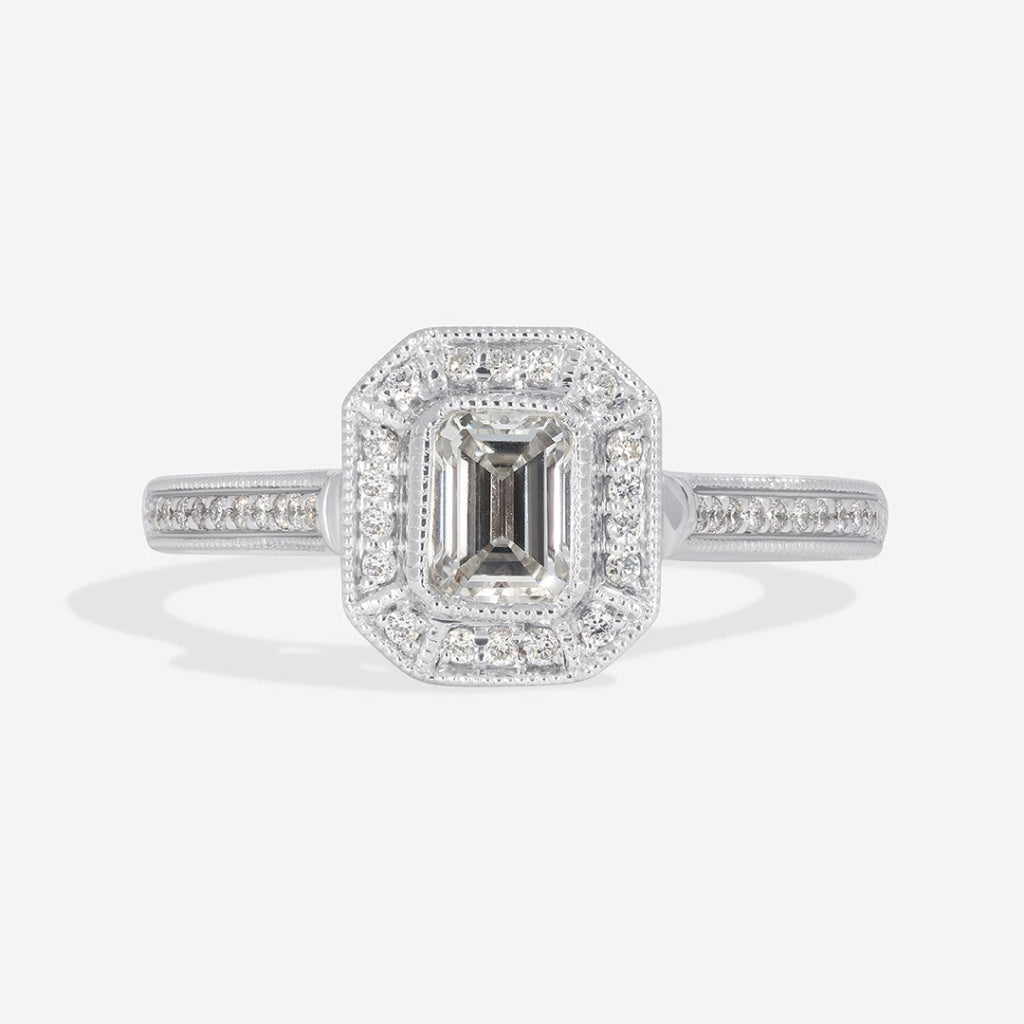 Cambrian 18ct White Gold Emerald Cut Engagement Ring