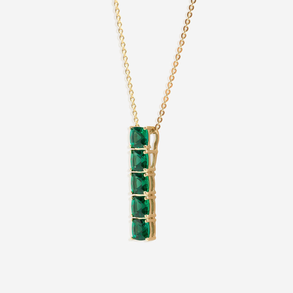 Carlow | 9ct Gold Lab Grown Emerald Necklace - Earrings