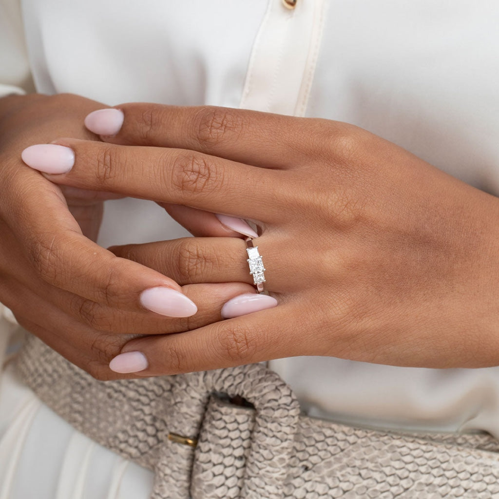 Cashel | Platinum Three Stone Princess Cut Engagement Ring - Model