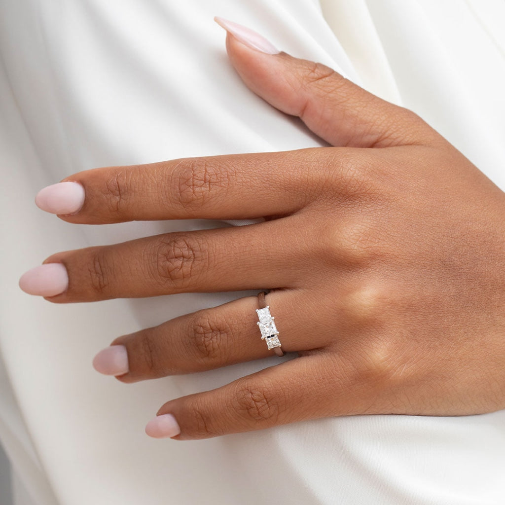Cashel | Platinum Three Stone Princess Cut Engagement Ring