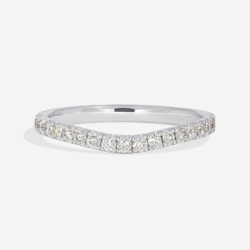 Shaped Castille Diamond Wedding Ring | 18ct White Gold - New