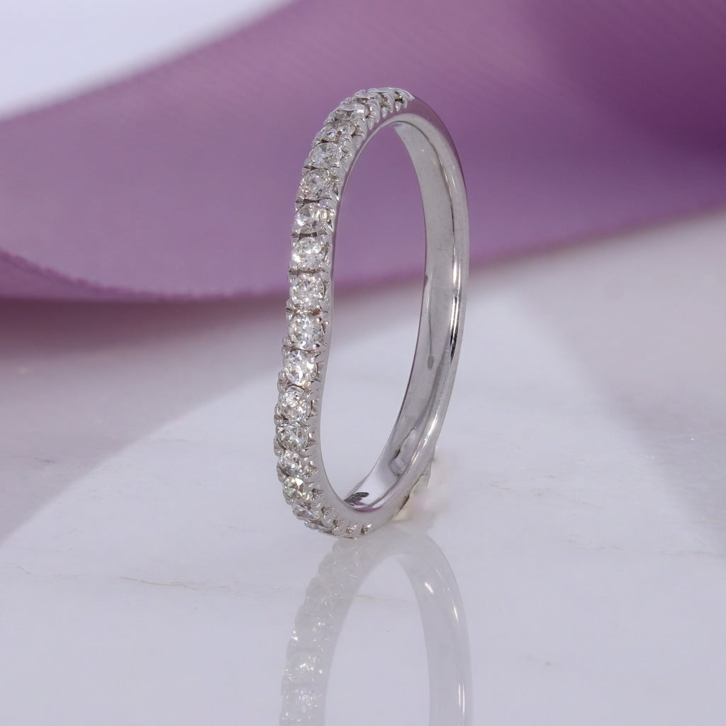 Shaped Castille Diamond Wedding Ring | 18ct White Gold - 