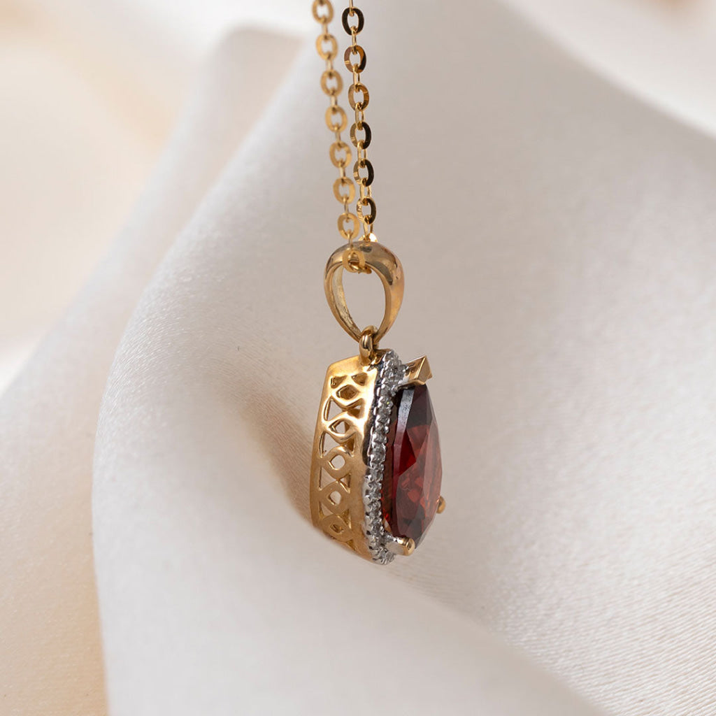 Celine Garnet & Diamond Necklace | 9ct Yellow Gold