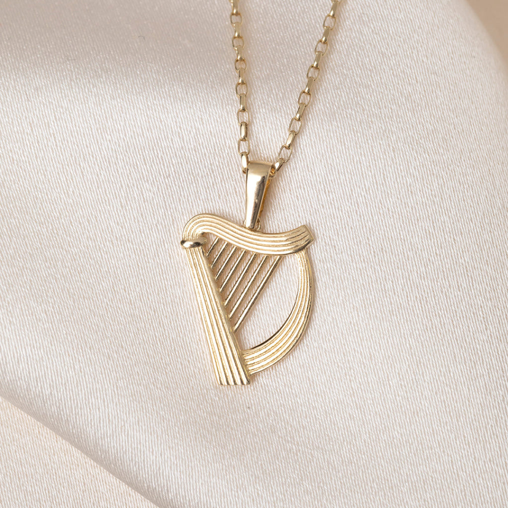 Celtic harp Necklace | 9ct Gold