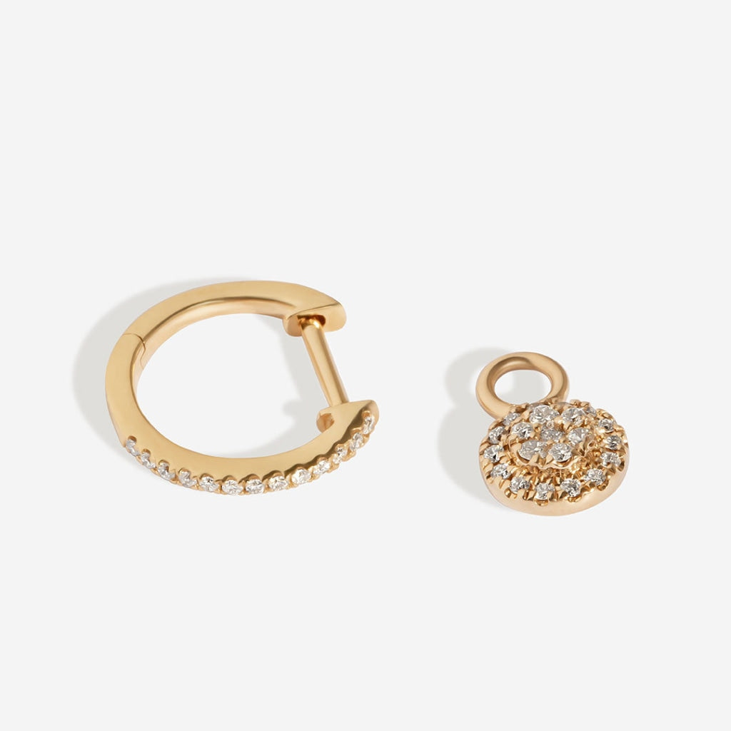 Diamond Hoop Earrings with Charm | 9ct Gold - Earrings