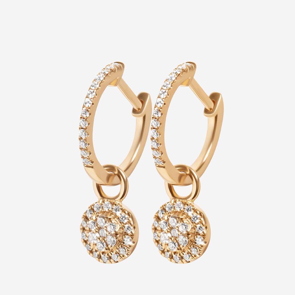 CENTURY | Round Diamond Hoop Earrings with Charm in 9ct Gold