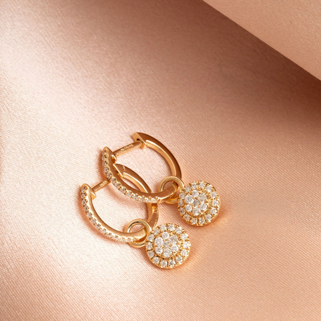 Century - Round Diamond Hoop Earrings with Charm | 9ct Gold