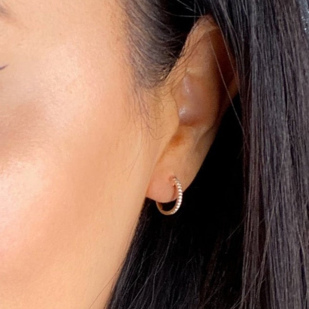 Diamond Hoop Earrings with Charm | 9ct Gold - Earrings