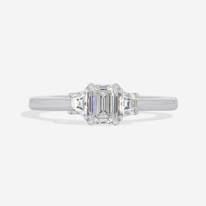 CHICAGO 0.68ct | Emerald Cut 3-Stone Natural Diamond Engagement Ring in Platinum