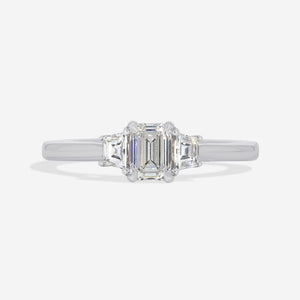 CHICAGO 0.68ct | Emerald Cut 3-Stone Diamond Engagement Ring in Platinum