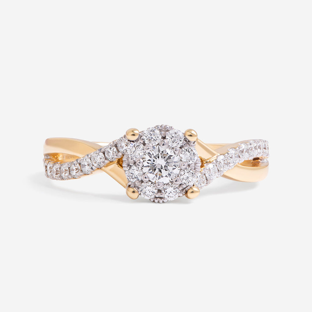 CHLOE 0.52ct | Round Halo Diamond Engagement Ring in 18ct Gold