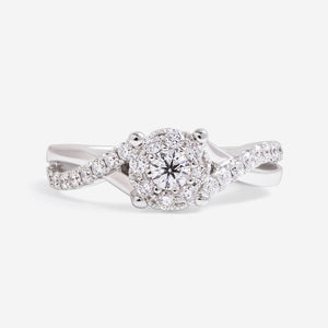 CHLOE 0.52ct | Round Halo Diamond Engagement Ring in 18ct White Gold