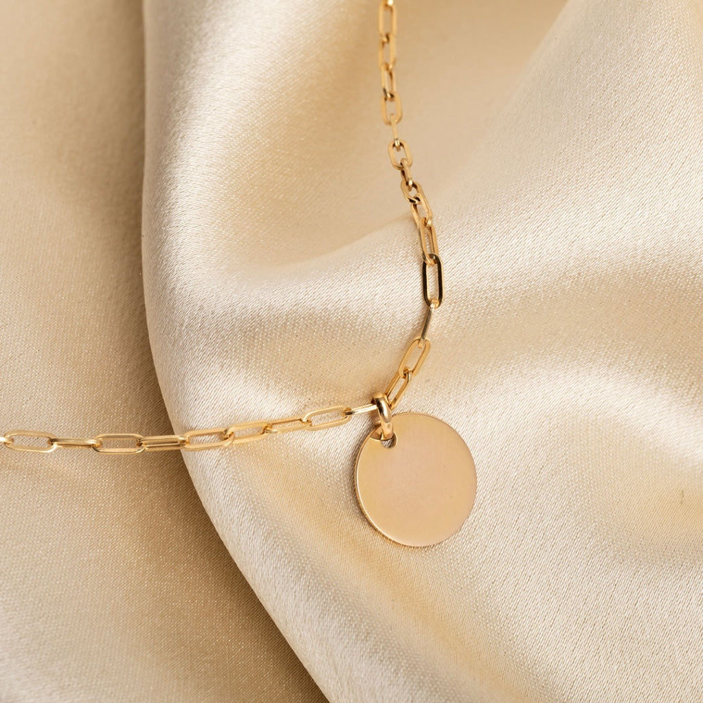 CB Paper Disc Necklace | 9ct Gold