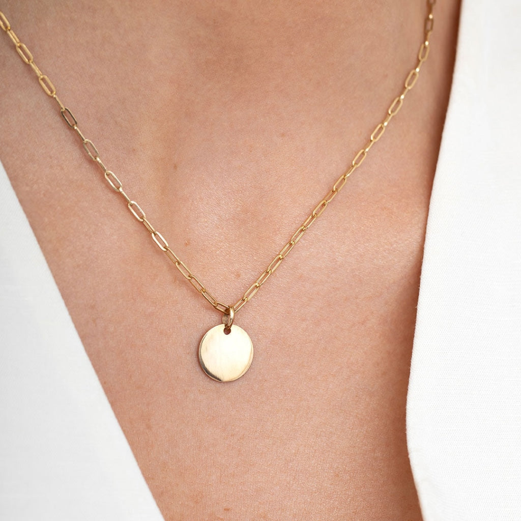 CB Paper Disc Necklace | 9ct Gold
