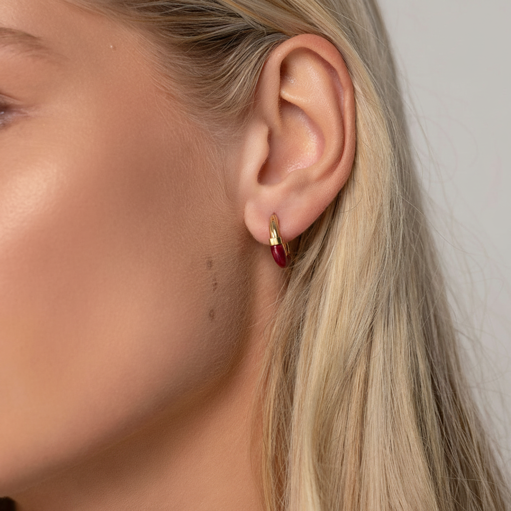 Ciao Bella | 9ct Gold Red Enamel Hoops