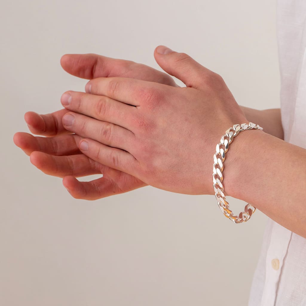 Gents Solid Curb Bracelet | Sterling Silver - Bracelet